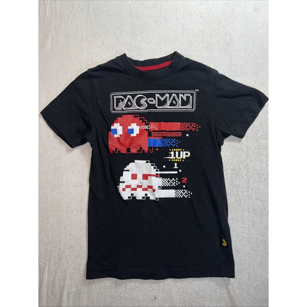 Boys Pac-Man Black Graphic Tee Medium 10 12 Retro Arcade Gamer T Shirt Vintage L